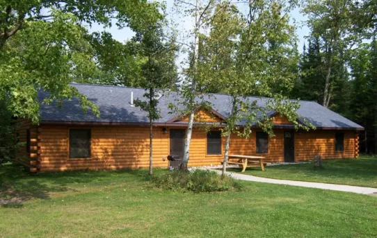 a log cabin duplex.